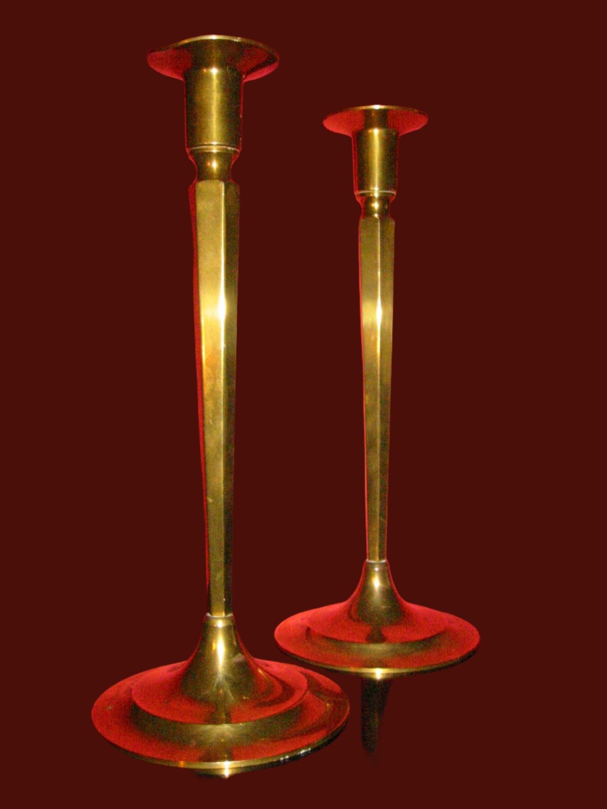 Federal Brass Candle Holders In Pair - Designer Unique Finds 
 - 2