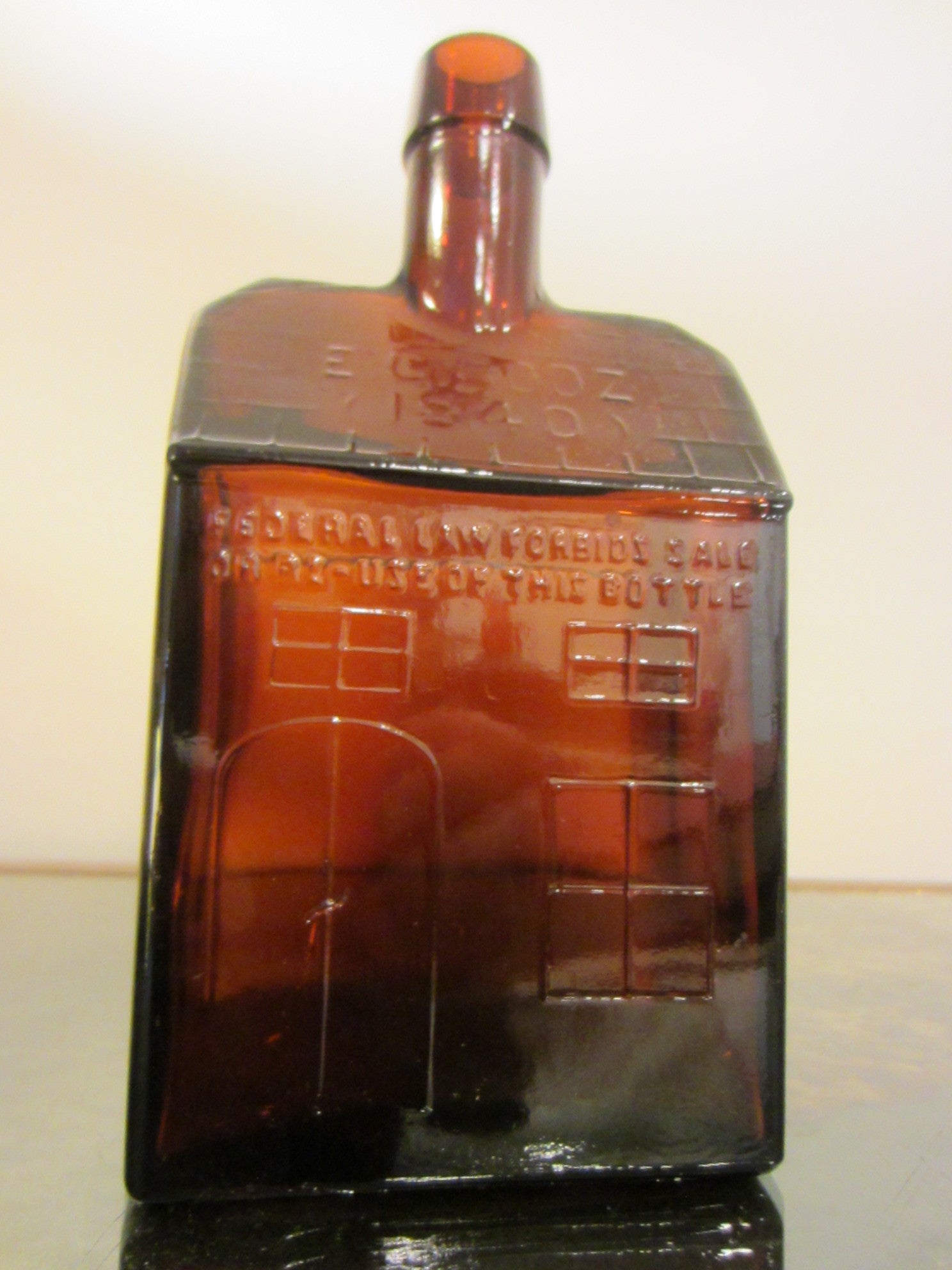 Amber Glass Whiskey Decanter EG Booz Liquor Bottle - Designer Unique Finds 