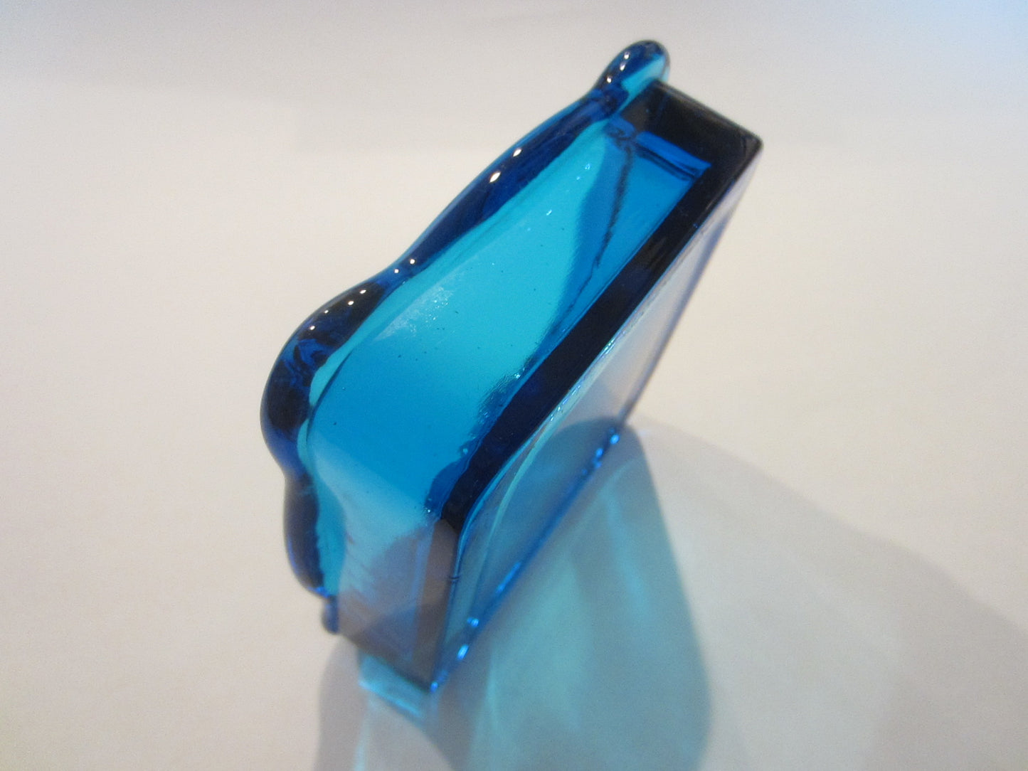 Blue Glass Square Mid Century Modern Ashtray