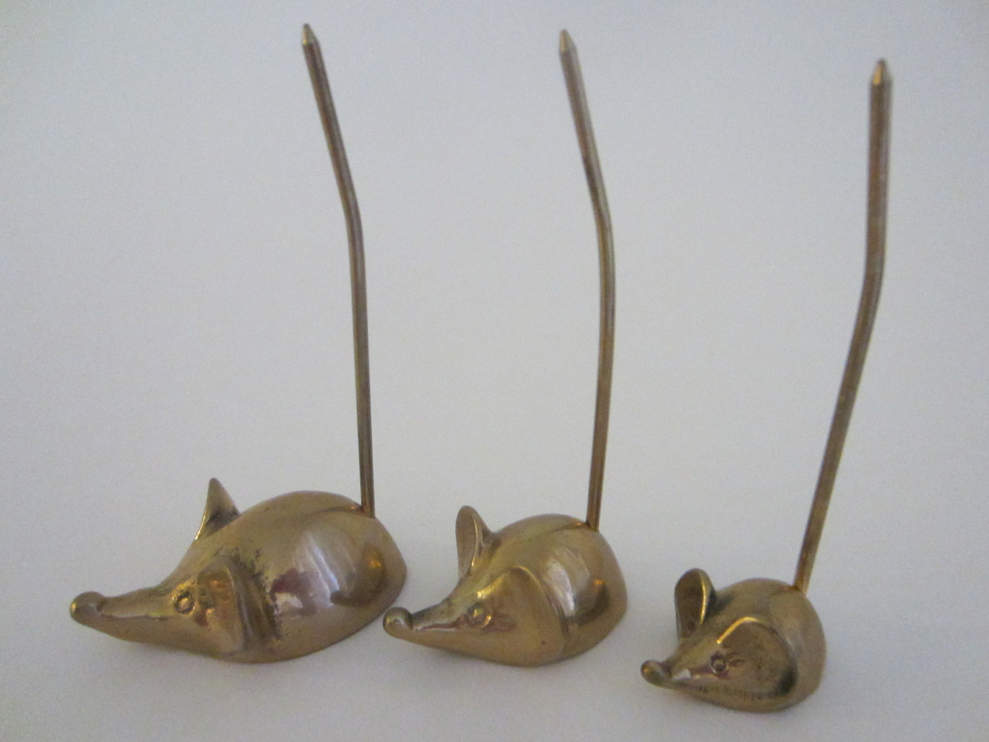 Three Solid Brass Mice Mid Century Made in Taiwan Ring Holders - Designer Unique Finds 