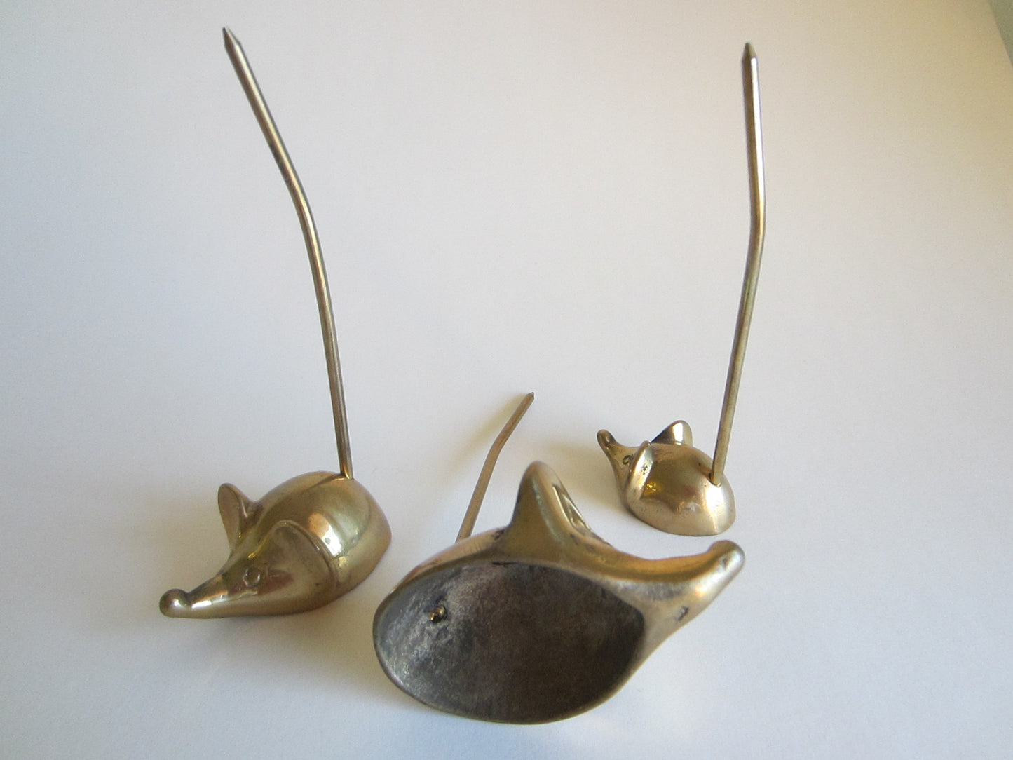 Three Solid Brass Mice Mid Century Made in Taiwan Ring Holders - Designer Unique Finds 