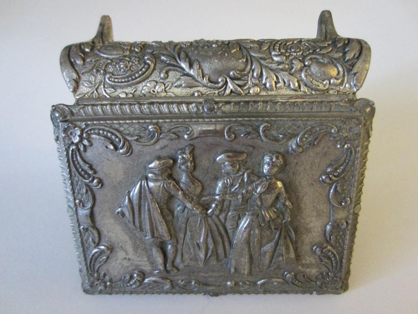 Victorian Style Silver Jewelry Box Figurative Floral Theme Japan - Designer Unique Finds 