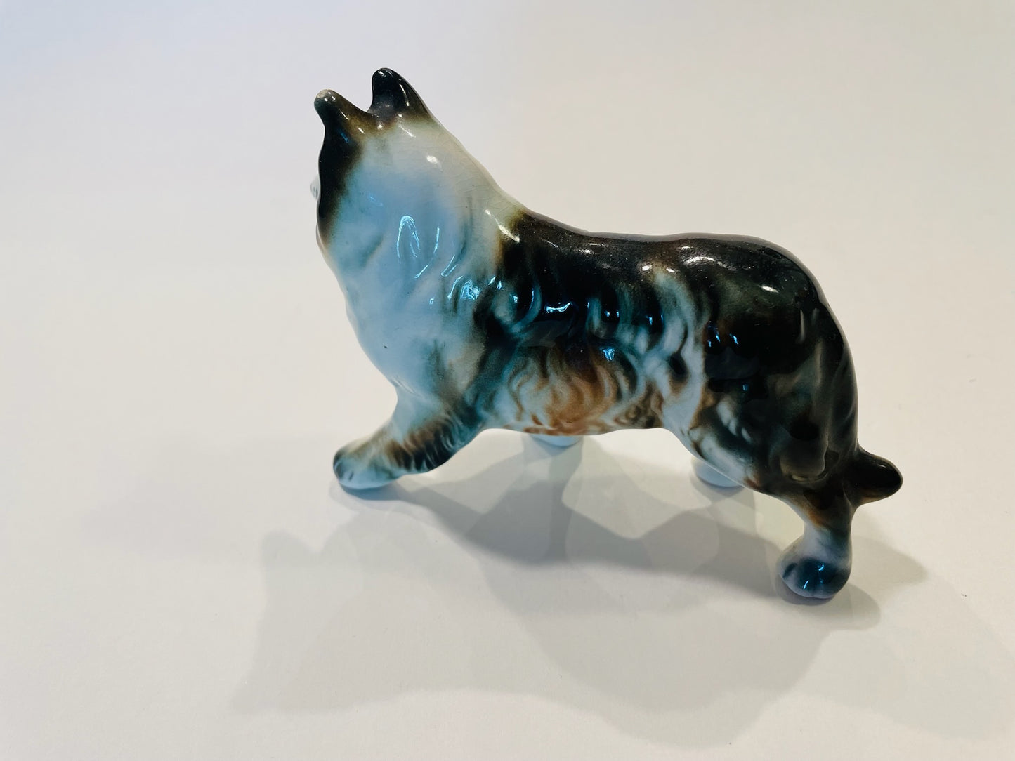 Ceramic Dog Statue Hand Painted Folk Art Table Décor