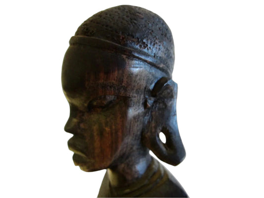 Tribal African Style Ebony Carved Folk Art Figure - Designer Unique Finds 
 - 4