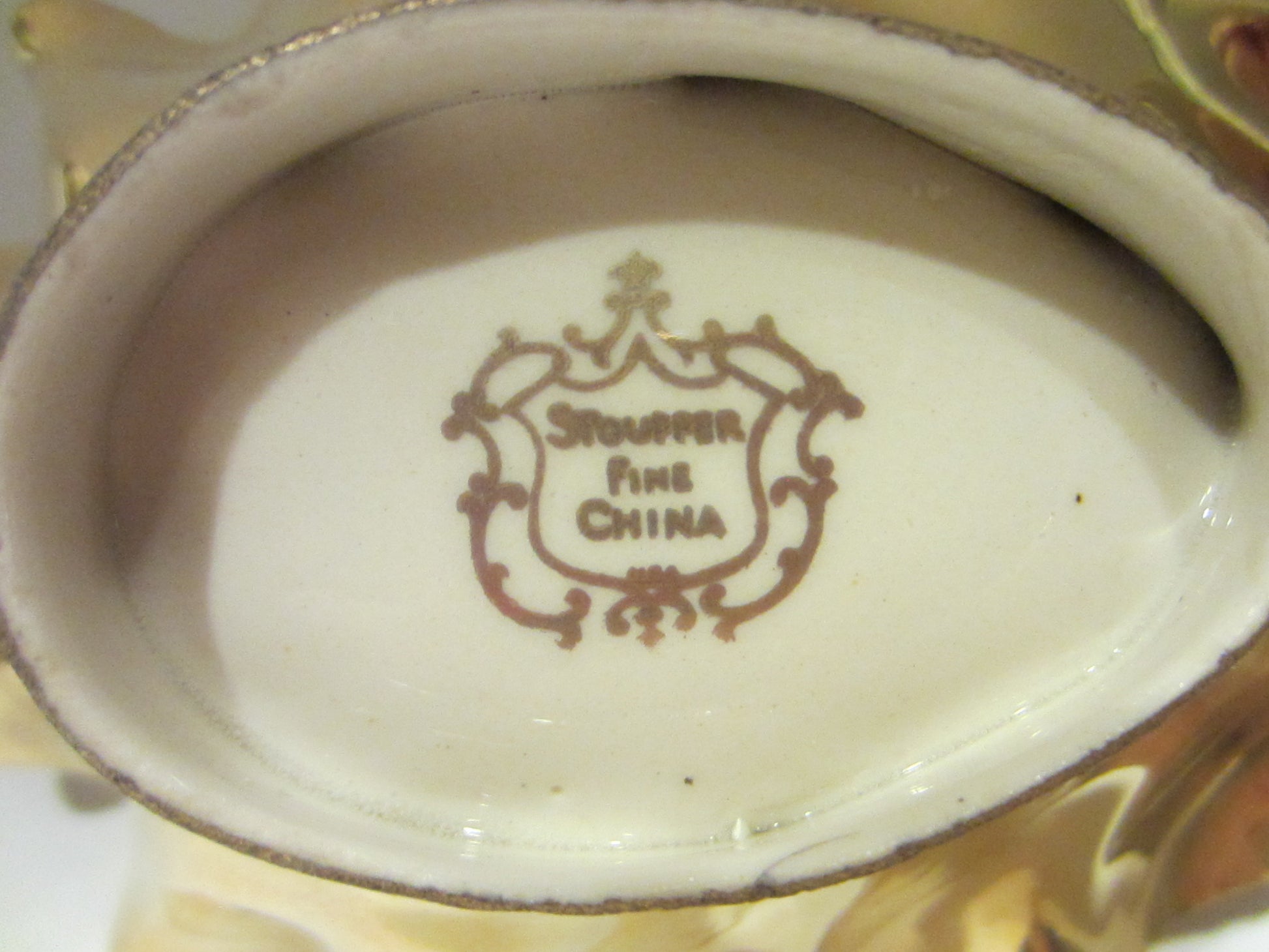 Stouffer Fine China Gold Leaf Bon Bon Dish With Gold Registered Trade Mark - Designer Unique Finds 