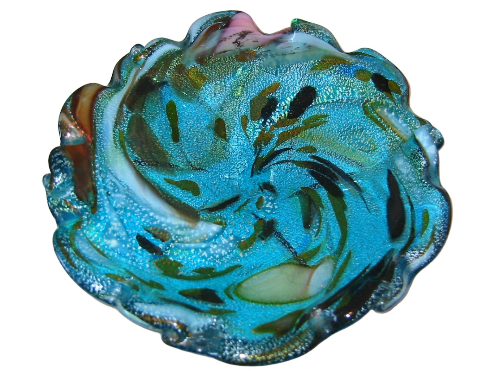 Murano Marbelized Glass Ruffle Bowl Attributed Dino Marten Design - Designer Unique Finds 
 - 1