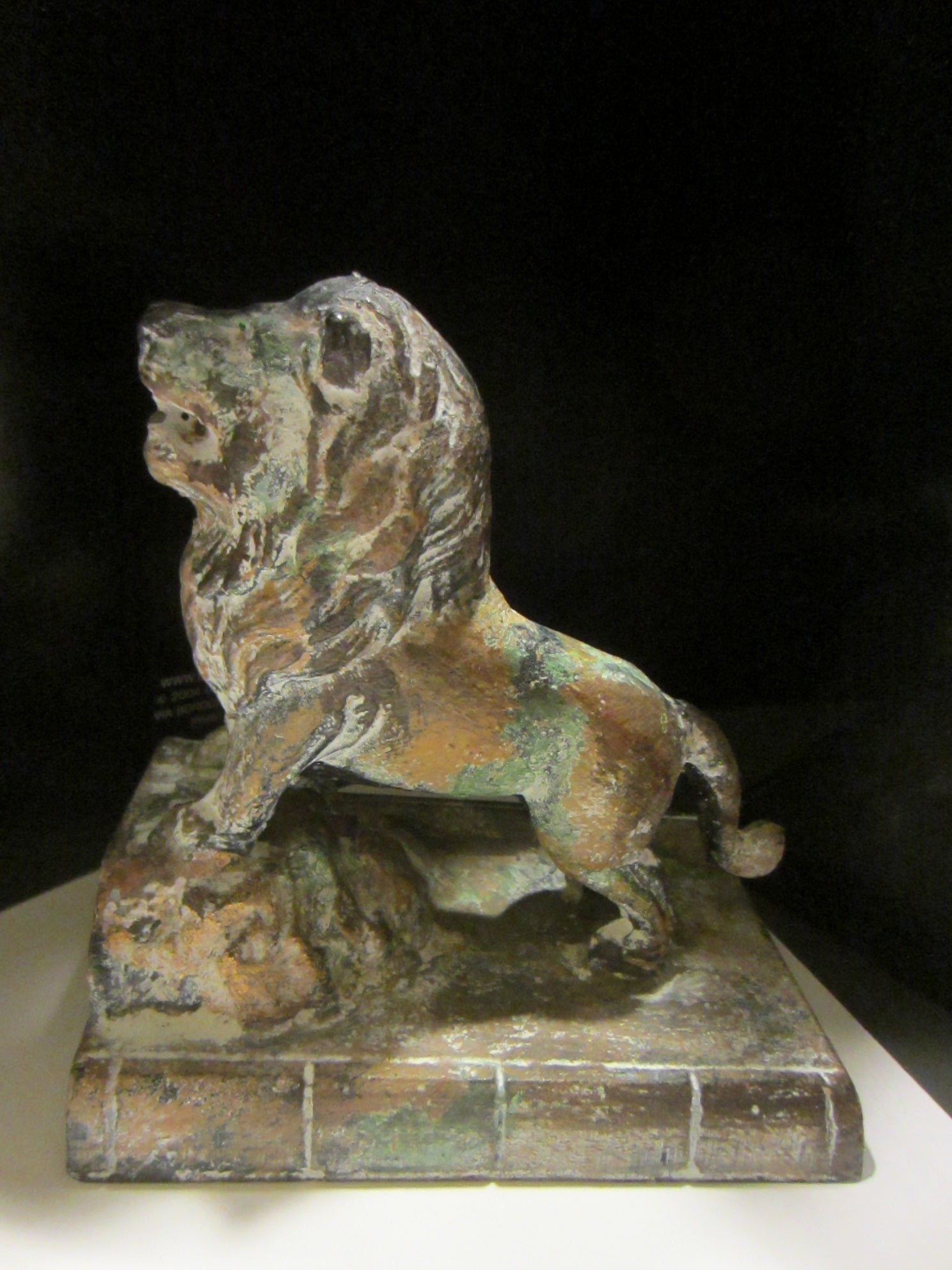 Verdigris Bronze Lion Statue Made In Japan - Designer Unique Finds 