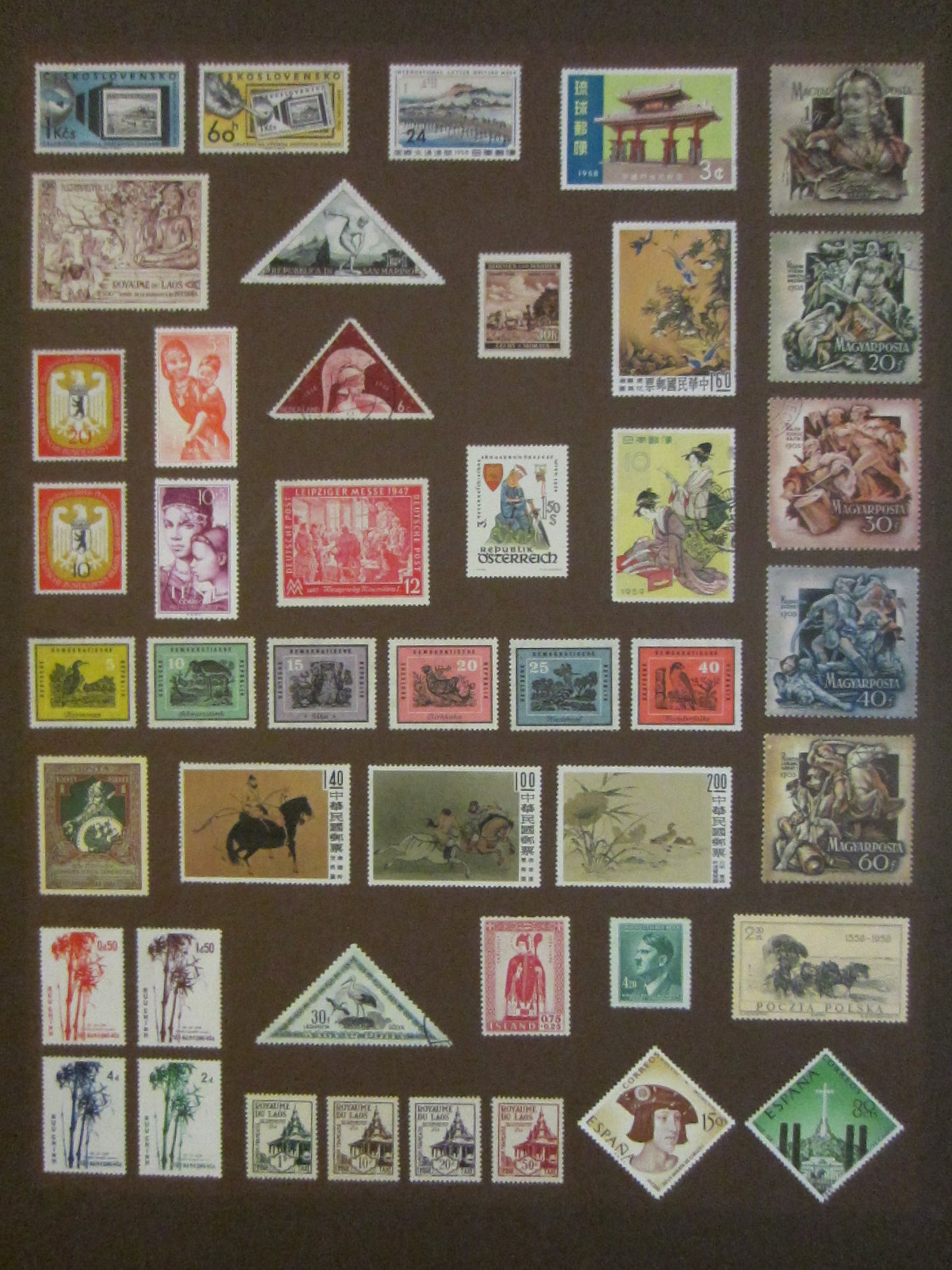 International Mid Century Stamp Collection From Various Continents - Designer Unique Finds 