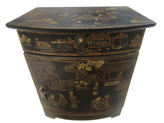 Asian Figurative Chinoiserie Vintage Jewelry Cabinet