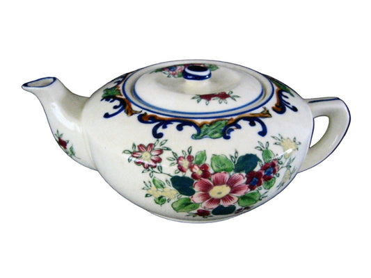 Japanese Floral Porcelain Teapot Hand Painted Marked - Designer Unique Finds 