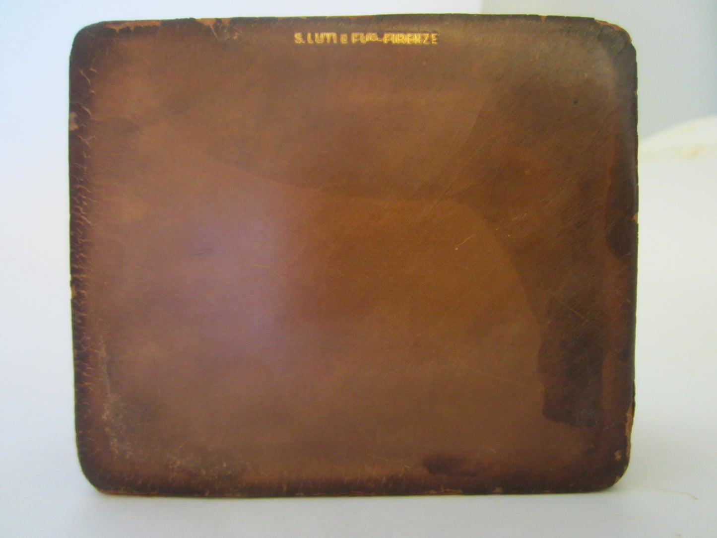 S Lutie Firenze Brown Embossed Gold Geometric Italy Leather Box