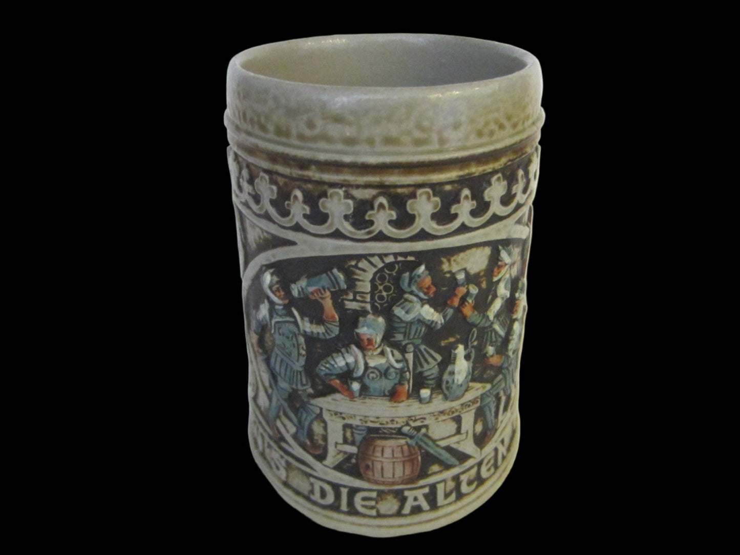 Gerz West Germany Majolica Ceramic Mug Medieval Style Bar Scene - Designer Unique Finds 