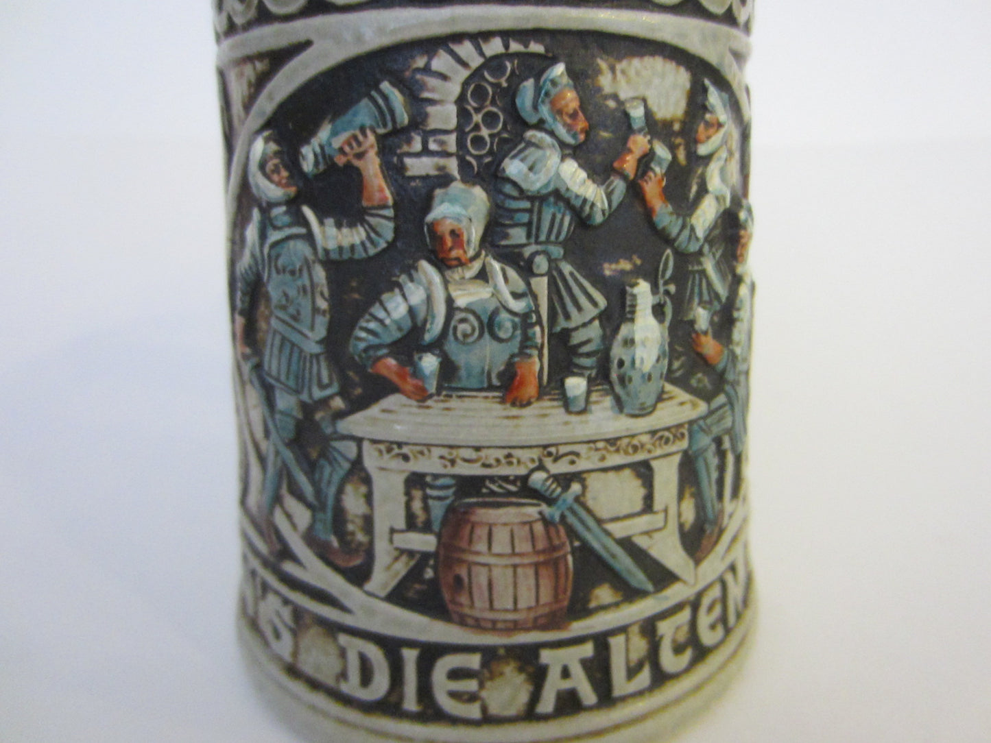 Gerz West Germany Majolica Ceramic Mug Medieval Style Bar Scene - Designer Unique Finds 