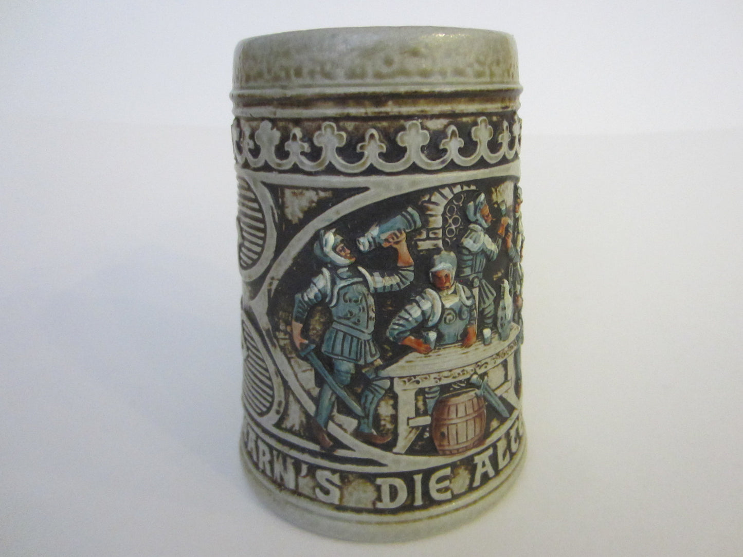 Gerz West Germany Majolica Ceramic Mug Medieval Style Bar Scene - Designer Unique Finds 