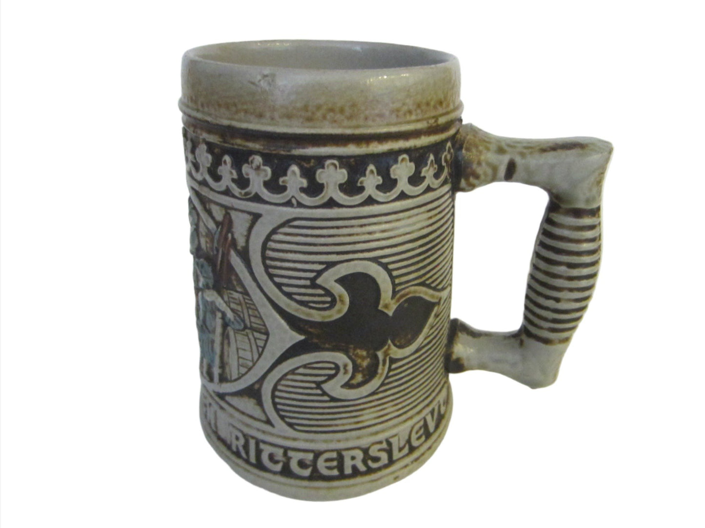 Gerz West Germany Majolica Ceramic Mug Medieval Style Bar Scene - Designer Unique Finds 