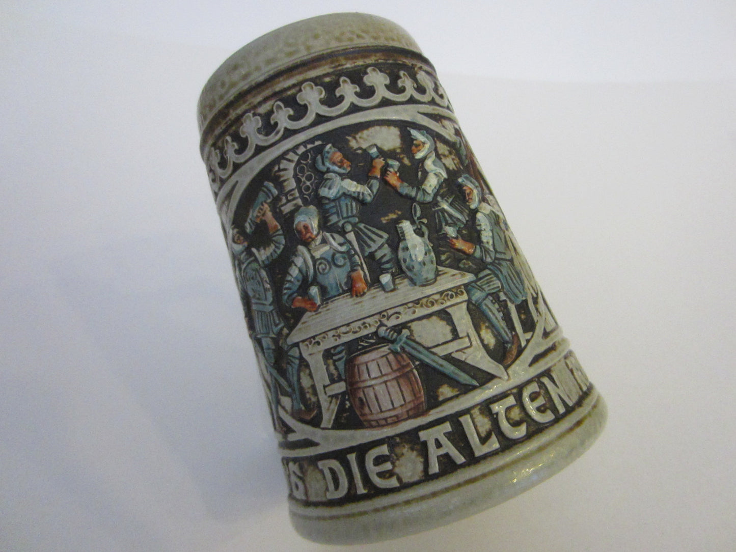 Gerz West Germany Majolica Ceramic Mug Medieval Style Bar Scene - Designer Unique Finds 