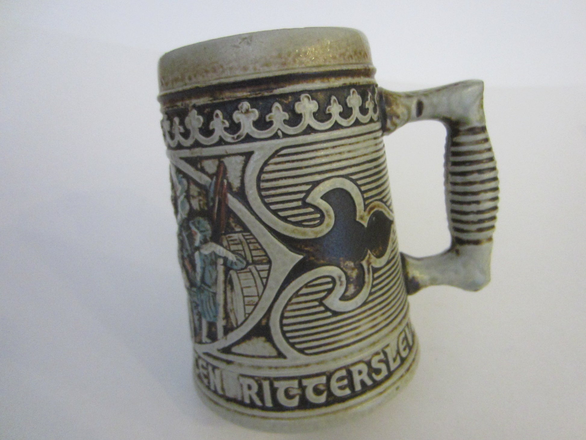 Gerz West Germany Majolica Ceramic Mug Medieval Style Bar Scene - Designer Unique Finds 