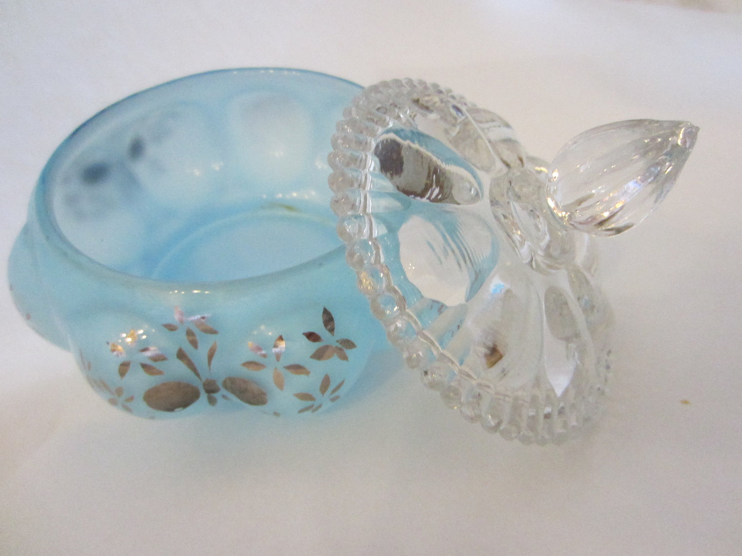 Charleton By Fenton Hand Decorated Blue Glass Perfumery Set - Designer Unique Finds 
 - 2