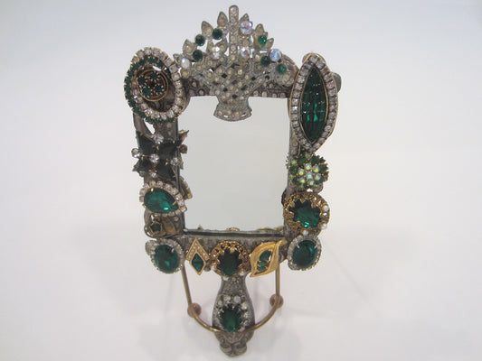 Folk Art Jeweled Hand Held Mirror