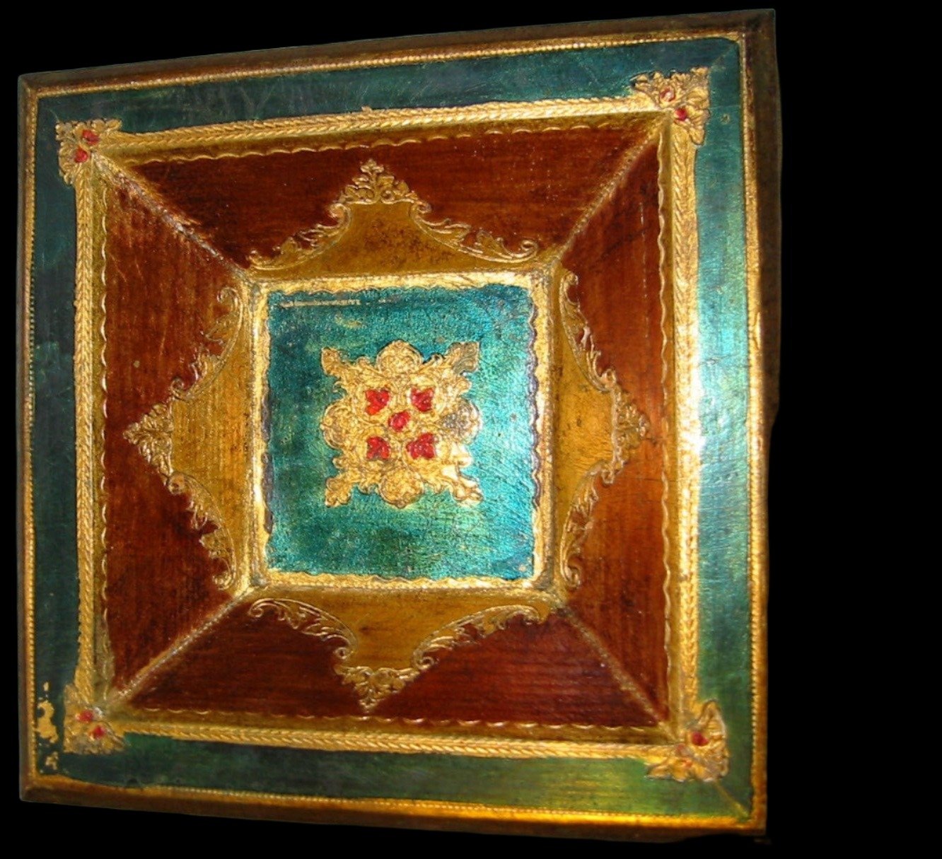 Florentine Gilt Decorated Art Deco Geometric Bowl - Designer Unique Finds 
 - 1