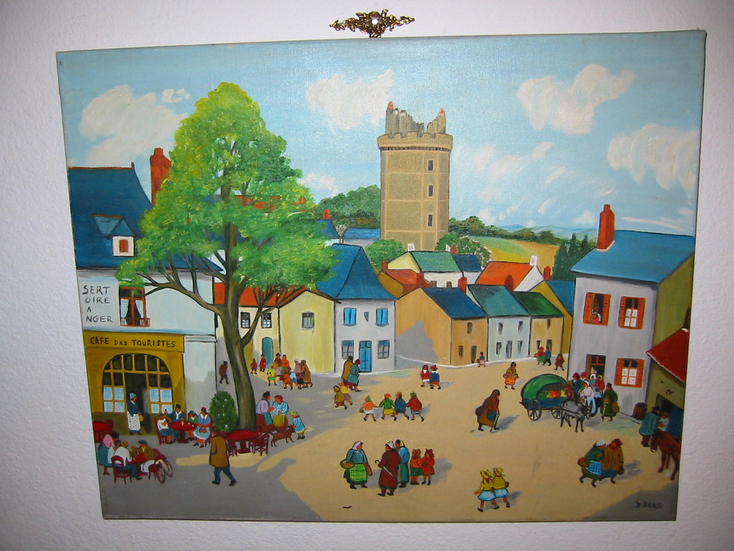 D Berg Impressionist A Town Signed Oil On Canvas