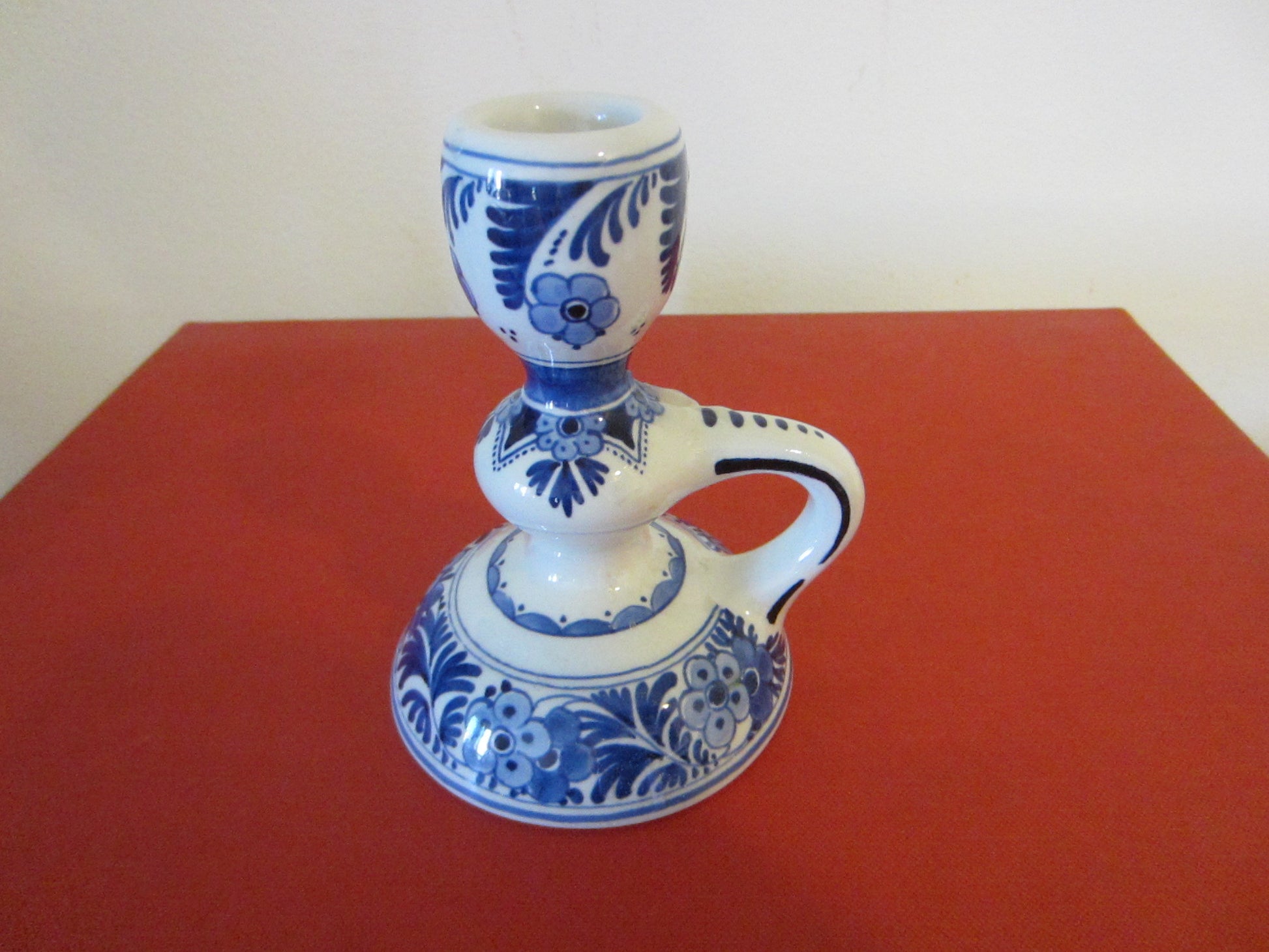 Blue Delft Transfer Candle Holder De Porceleyne Fles Handle Signed Numbered - Designer Unique Finds 
 - 1