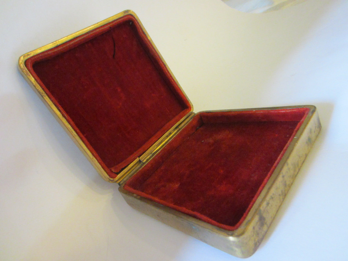 JB Rococo Style Ormolu Bronze Jewelry Box Red Velvet Lining - Designer Unique Finds 