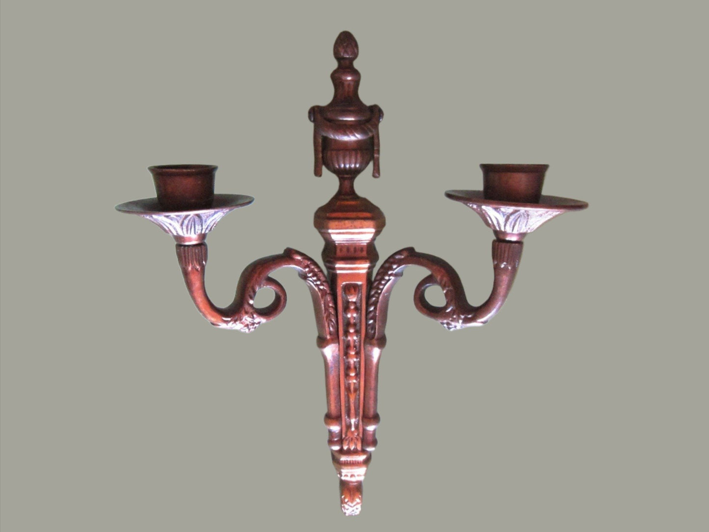 Continental Bronze Floral Wall Candle Sconce Grape Design - Designer Unique Finds 
 - 1