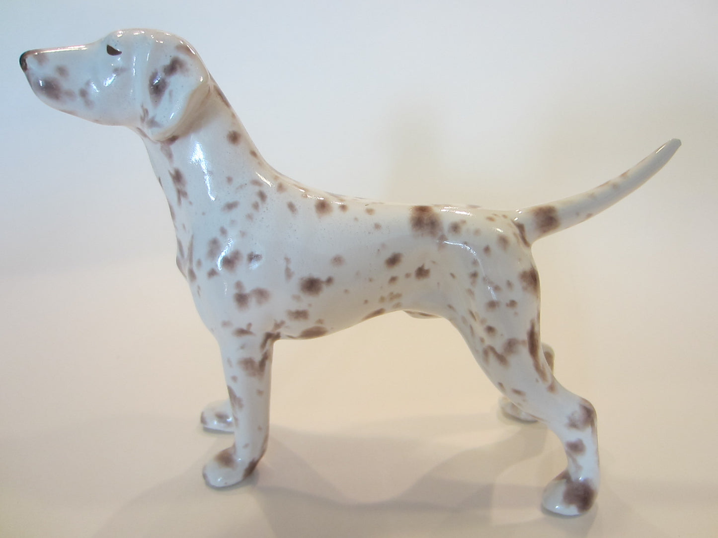 Folk Art Hound White Ceramic Dog Statue