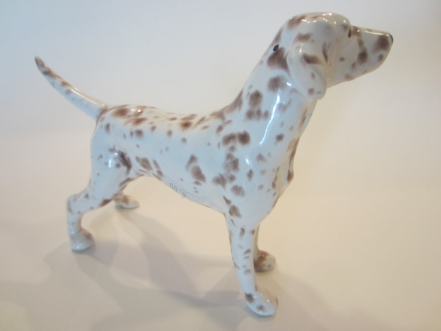 Folk Art Hound White Ceramic Dog Statue