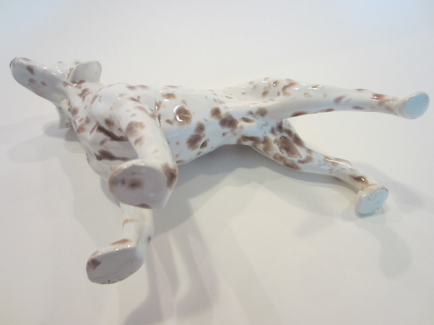 Folk Art Hound White Ceramic Dog Statue