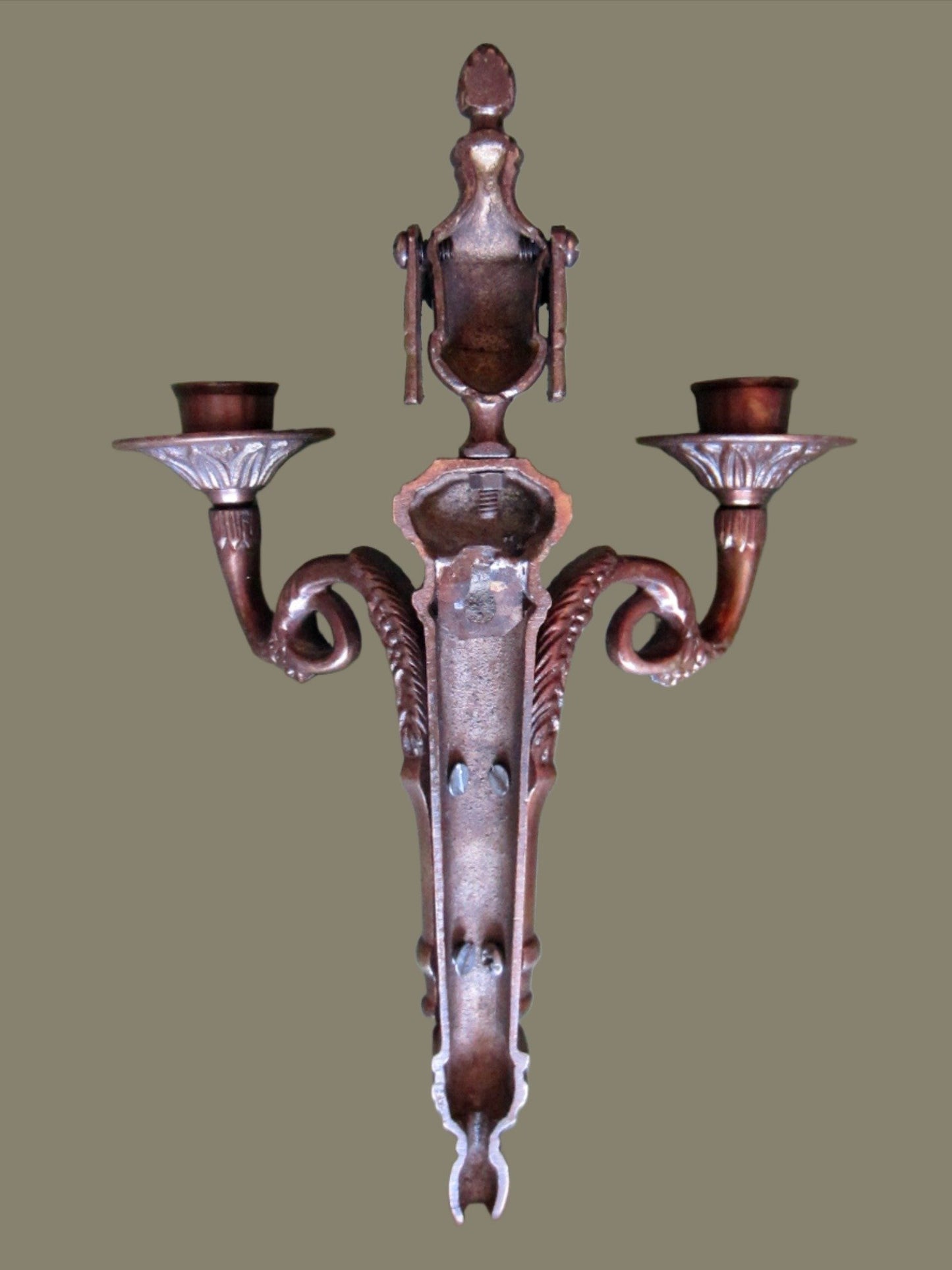 Continental Bronze Floral Wall Candle Sconce Grape Design - Designer Unique Finds 
 - 2