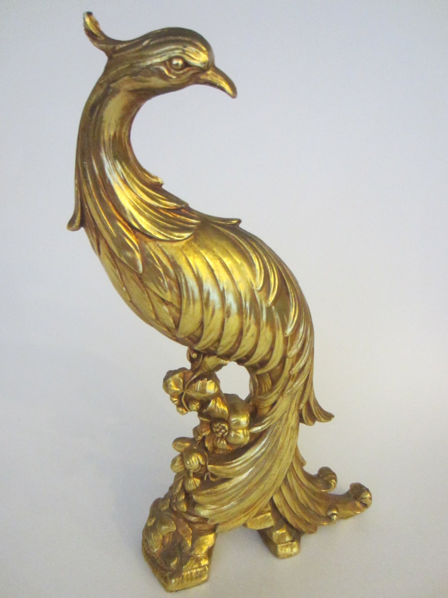 Golden Peacocks Syroco Style Mid Century Modern Statues - Designer Unique Finds 