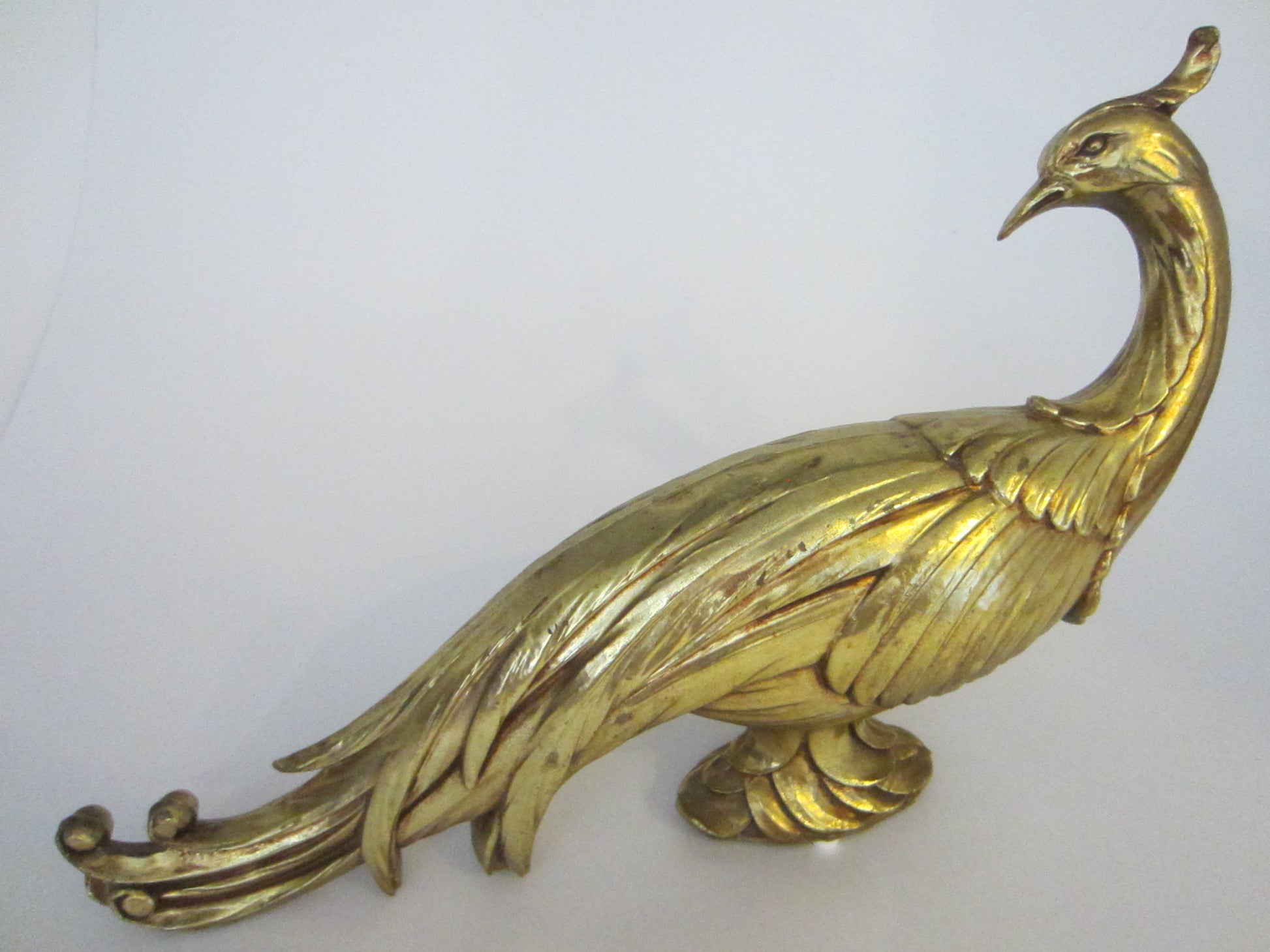 Golden Peacocks Syroco Style Mid Century Modern Statues - Designer Unique Finds 