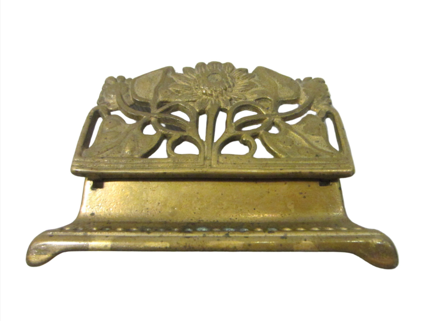 Daisies Brass Open Work Sectional Stamp Box