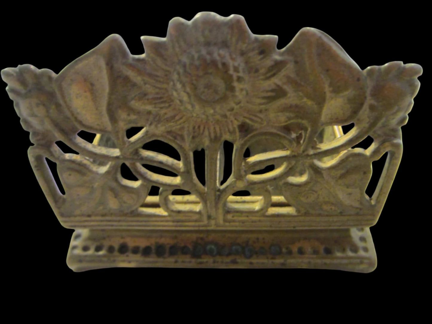 Daisies Brass Open Work Sectional Stamp Box