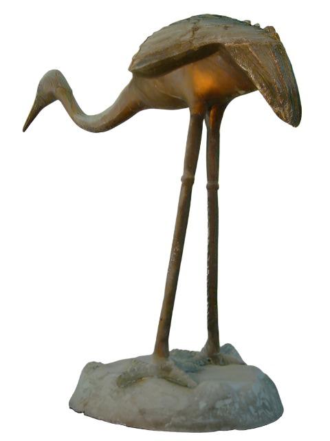 Heron Garden Sculpture Verdigris Patina Architectural Garden Art - Designer Unique Finds 