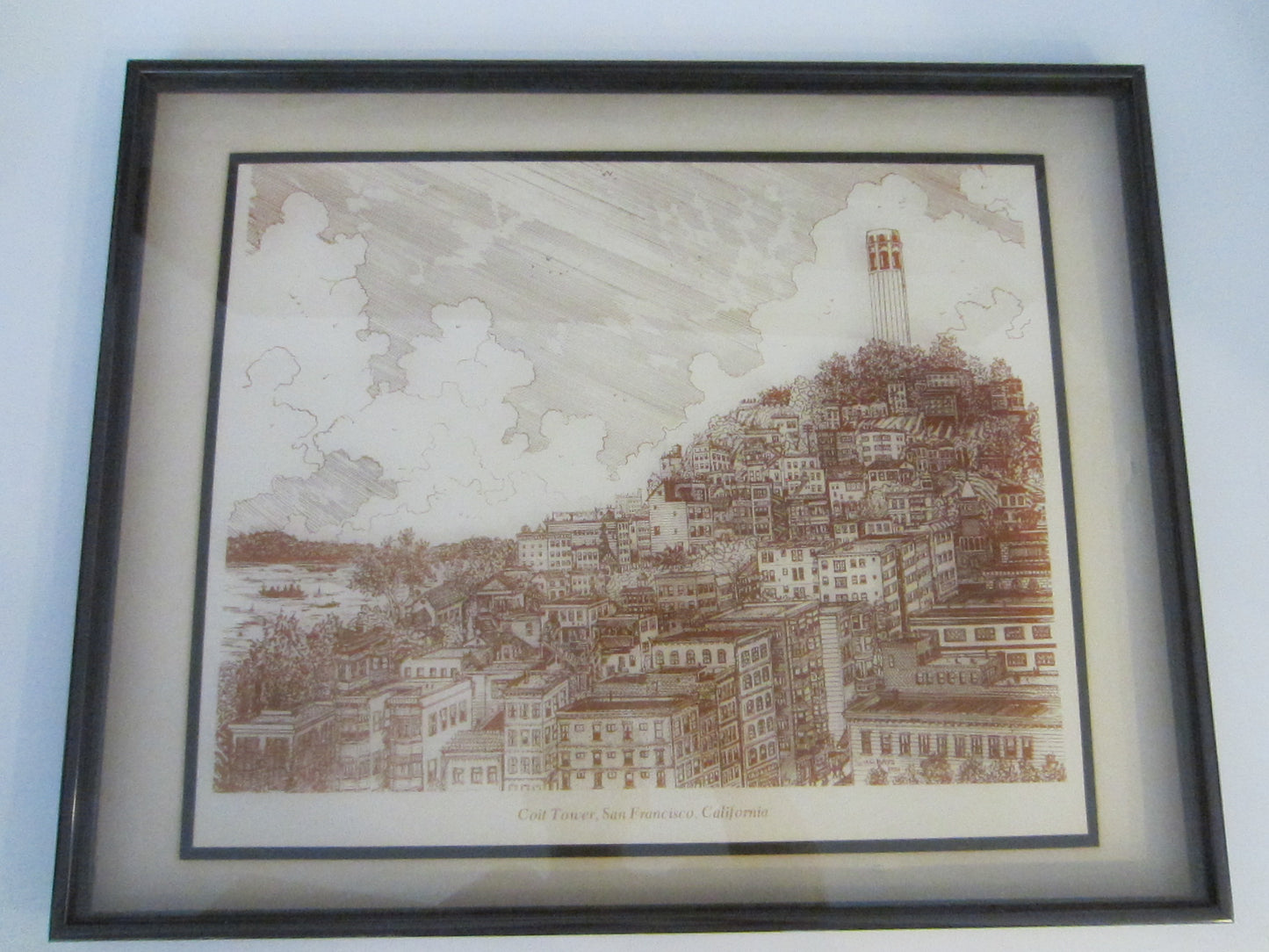 The Coit Tower San Francisco California Scripted Print Over Glass - Designer Unique Finds 