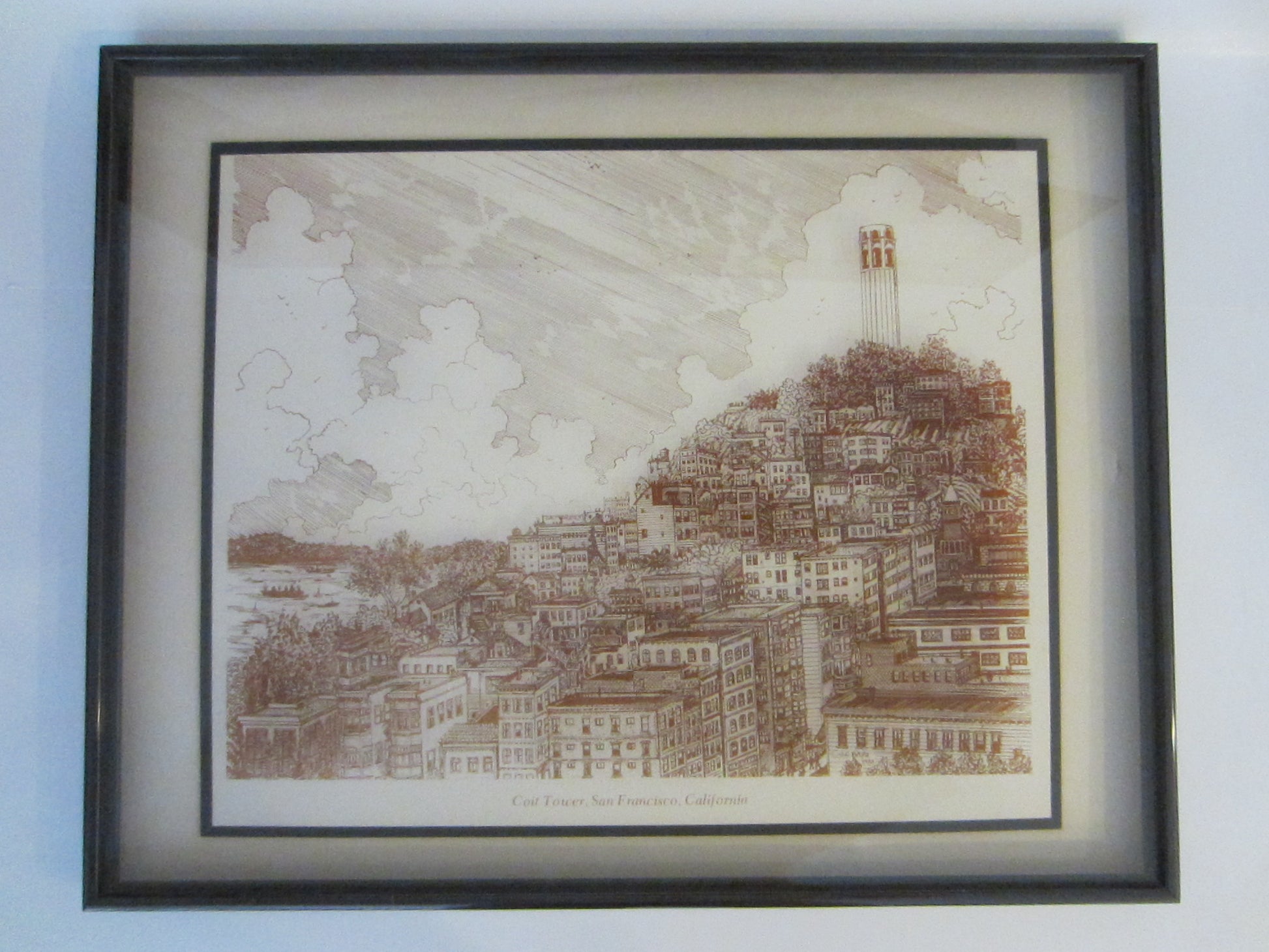 The Coit Tower San Francisco California Scripted Print Over Glass - Designer Unique Finds 