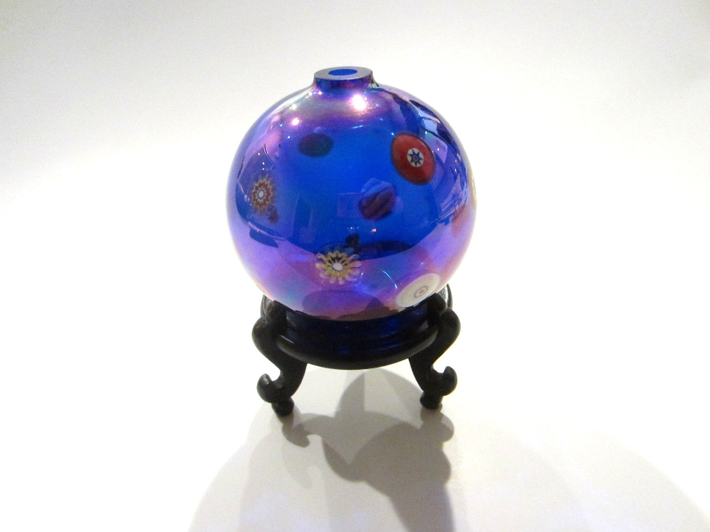 Venetian Blown Glass Royal Blue Millefiori Incense Holder