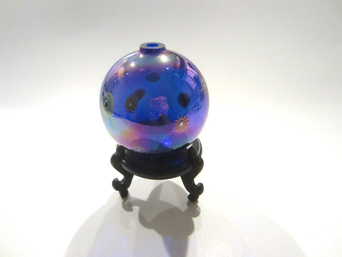 Venetian Blown Glass Royal Blue Millefiori Incense Holder