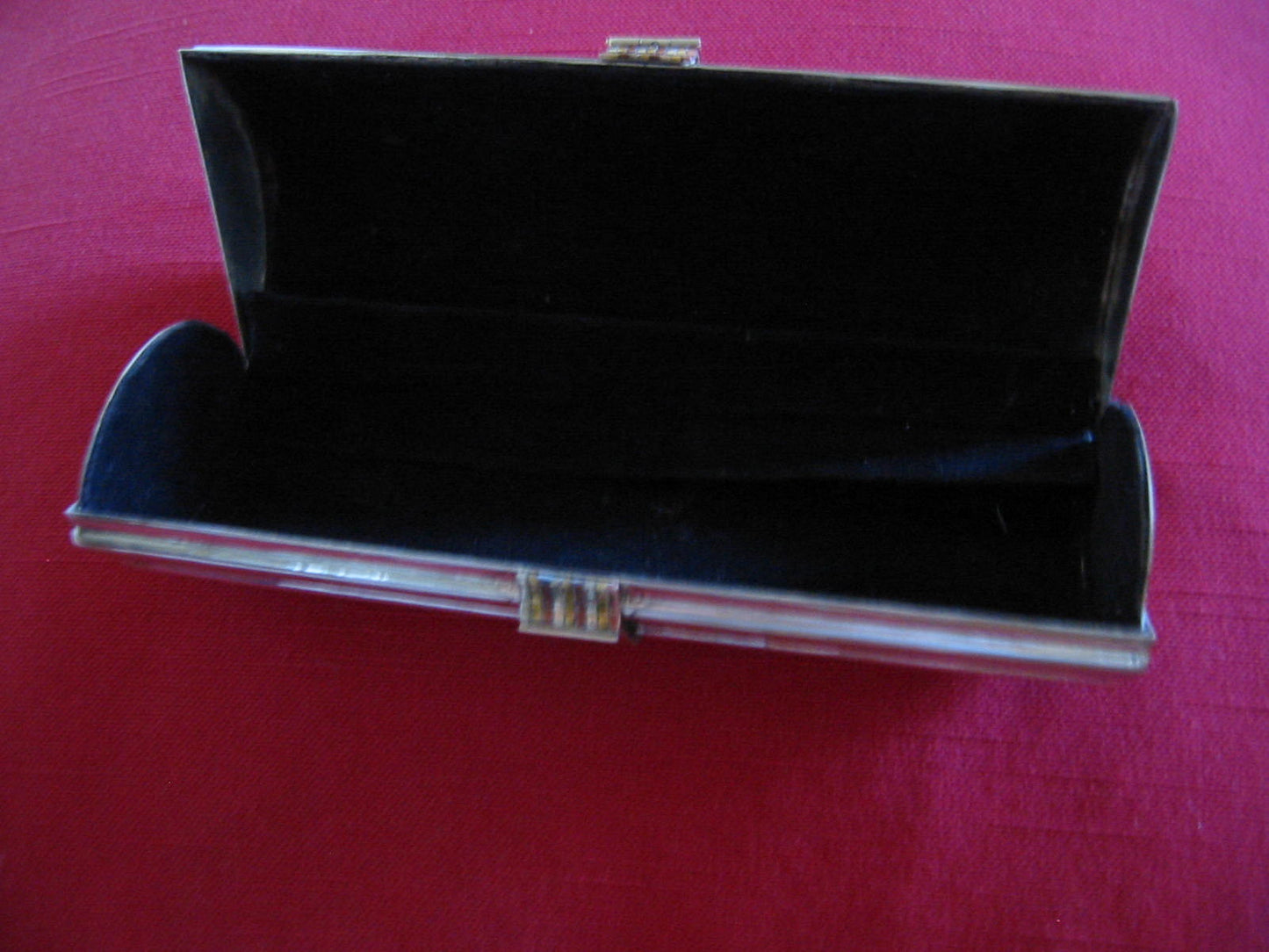 Silver Plated Mexico Clutch Decorated Brass Trim Belt Closure - Designer Unique Finds 