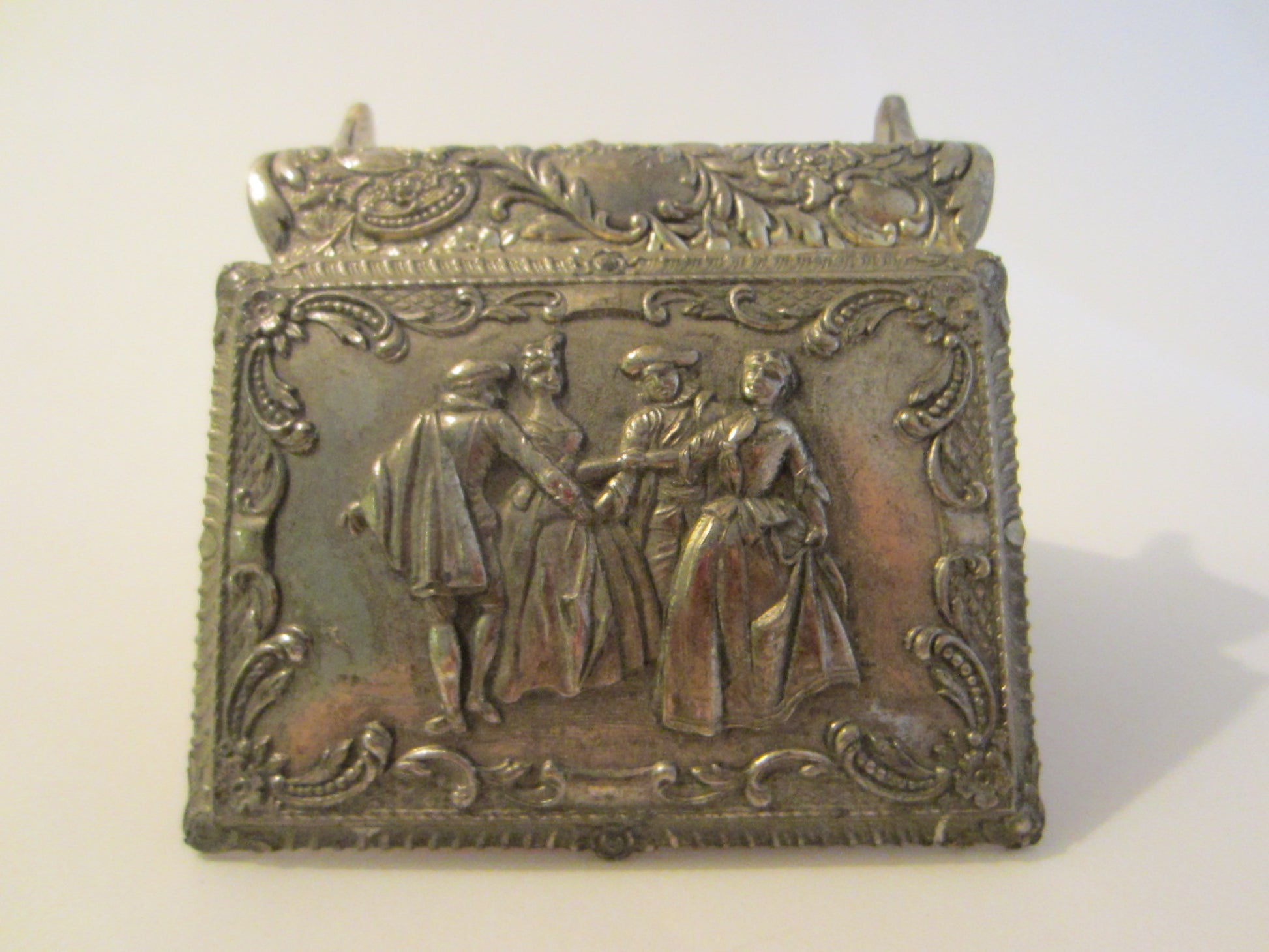 Victorian Style Silver Jewelry Box Figurative Floral Theme Japan - Designer Unique Finds 