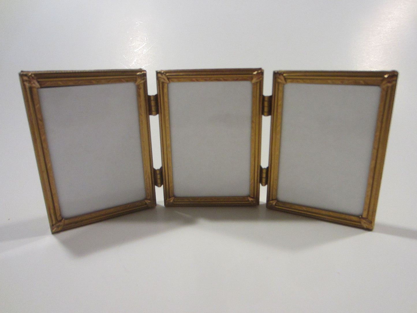 Trifold Ornamental Brass Vintage Picture Frames