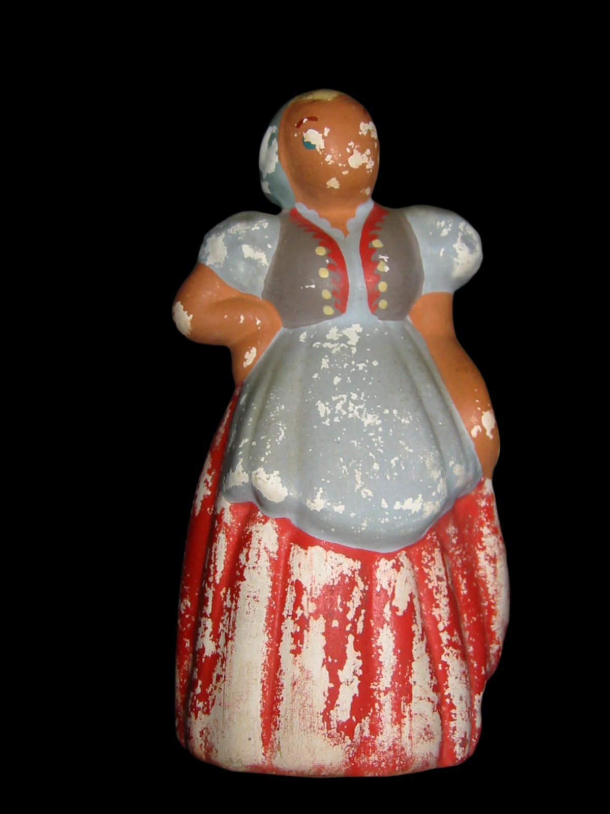 Folk Art European Female Chalk Ware Figure Statue - Designer Unique Finds 