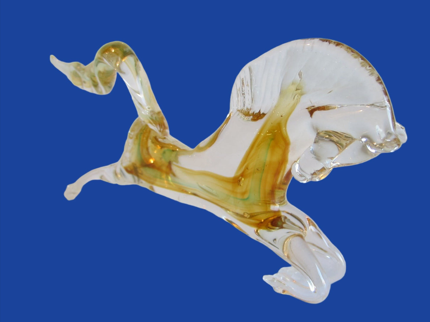 Golden Glass Running Horse Equestrian Statue - Designer Unique Finds 