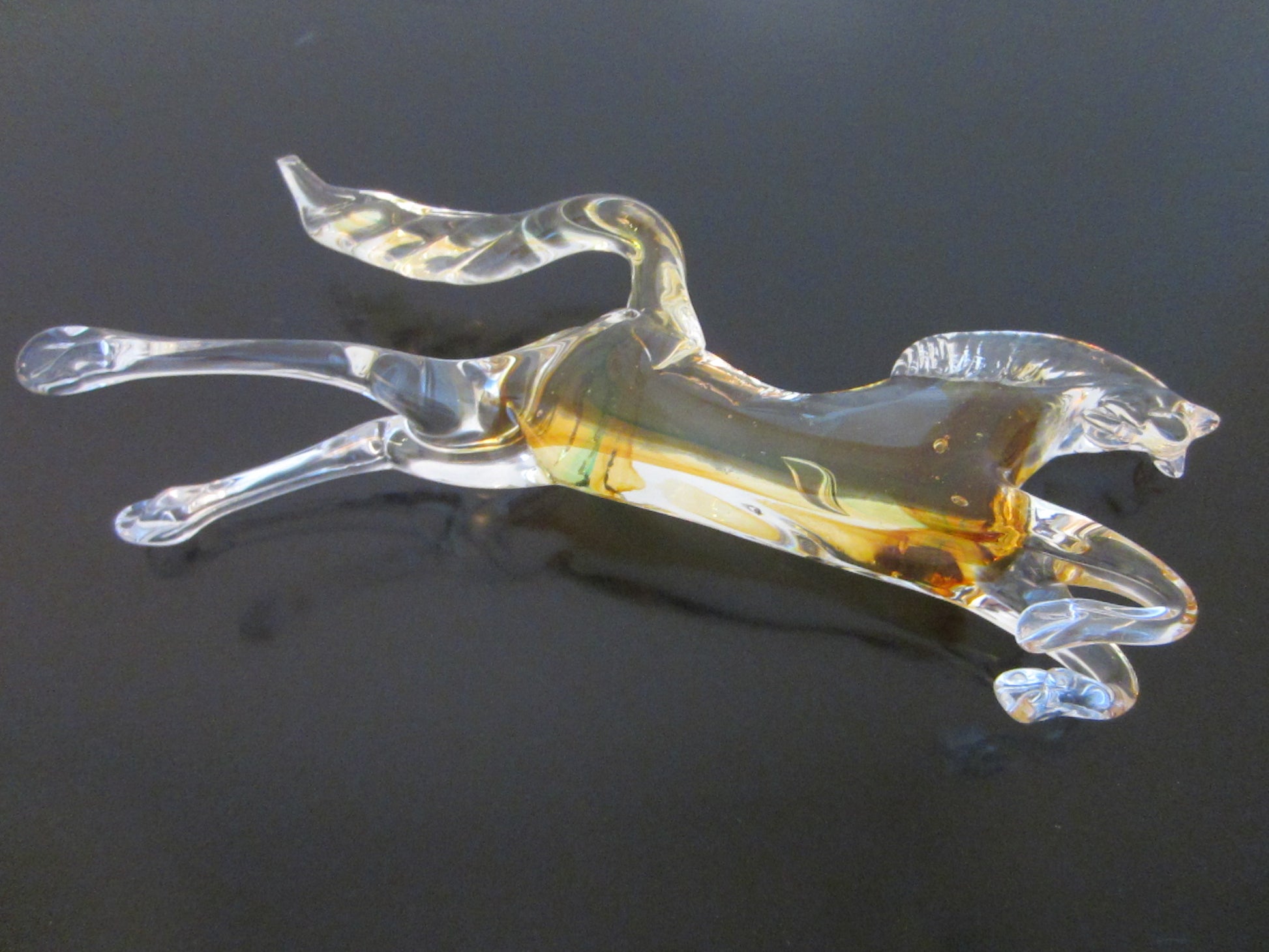 Golden Glass Running Horse Equestrian Statue - Designer Unique Finds 