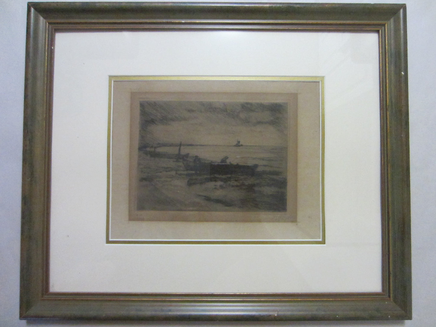 La Mer French Charcoal Drawing Paper Gauche Signed Titled Dated Numbered