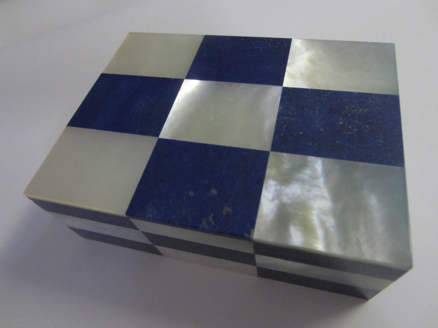 Lapis Lazuli Jewelry Box Mother Of Pearl Intarsia - Designer Unique Finds 