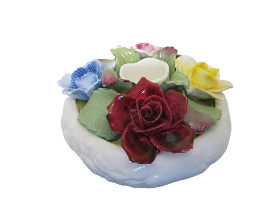 Aynsley England Fine Bone China Candle Holder With Roses - Designer Unique Finds 
 - 3